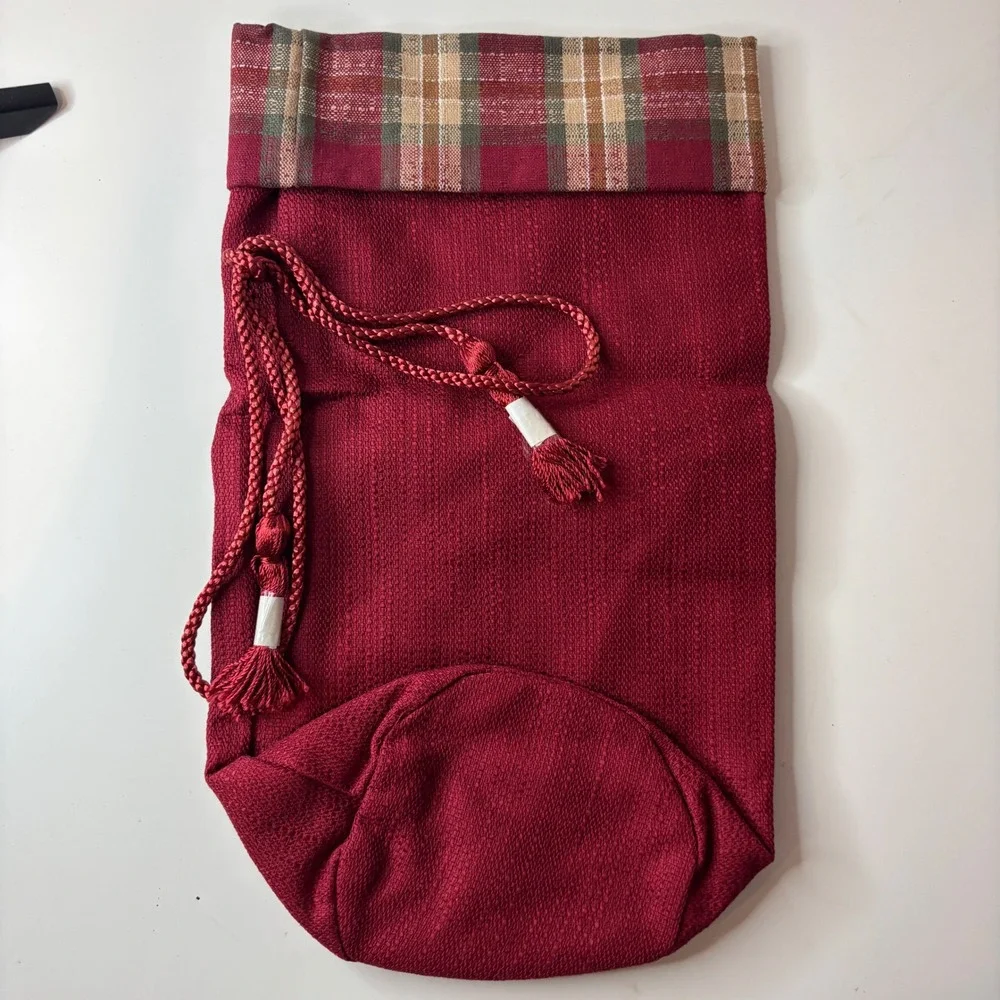 Longaberger Beverage Carrier/Wine Tote Liner Orchard Park Plaid Paprika New